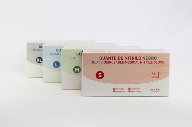 Guante nitrilo negro s/p talla M (Caja 100 ud.)