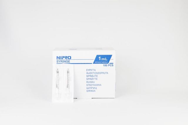 NIPRO Jeringa 3cpo Tub 1mL Luer centr (Caja 100)